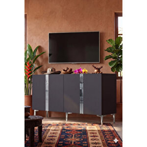 Ka1598as - Cherry Konsol, Tv Sehpasi, Çok Amaçli Dolap Ve Kahve Köşesi̇ 150cm Antrasi̇t-si̇lver Silver