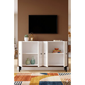 Ka1218b - Arona Konsol, Tv Sehpasi, Çok Amaçli Dolap Ve Kahve Köşesi̇ 120cm Beyaz Beyaz 03