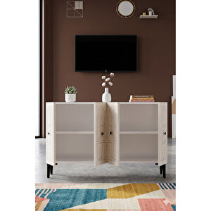Ka1218bt - Arona Konsol, Tv Sehpasi, Çok Amaçli Dolap Ve Kahve Köşesi̇ 120cm Beyaz-traverten Beyaz-Traverten Mermer