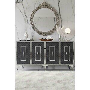 Ka1510as - Duru Konsol, Tv Sehpasi, Çok Amaçli Dolap Ve Kahve Köşesi̇ 150cm Antrasi̇t-si̇lver Silver