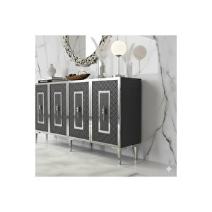 Ka1510as - Duru Konsol, Tv Sehpasi, Çok Amaçli Dolap Ve Kahve Köşesi̇ 150cm Antrasi̇t-si̇lver Silver