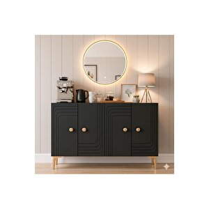 Ka1209ag - Kanel Konsol ,tv Sehpasi , Çok Amaçli Dolap, Kahve Köşesi̇ 120cm Antrasi̇t-gold Gold