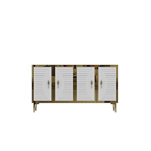 Ka1207bg - Kerem Konsol, Tv Sehpasi, Çok Amaçli Dolap Ve Kahve Köşesi̇ 120cm Beyaz-gold 64192