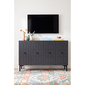 Ka1218a - Arona Konsol, Tv Sehpasi, Çok Amaçli Dolap Ve Kahve Köşesi̇ 120cm Antrasi̇t Antik