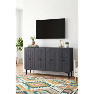 Ka1218a - Arona Konsol, Tv Sehpasi, Çok Amaçli Dolap Ve Kahve Köşesi̇ 120cm Antrasi̇t Antik