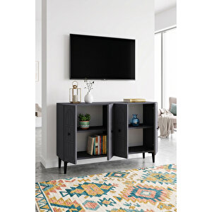 Ka1218a - Arona Konsol, Tv Sehpasi, Çok Amaçli Dolap Ve Kahve Köşesi̇ 120cm Antrasi̇t Antik