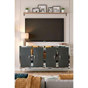 Ka1207as - Kerem Konsol, Tv Sehpasi, Çok Amaçli Dolap Ve Kahve Köşesi̇ 120cm Antrasi̇t-si̇lver Silver