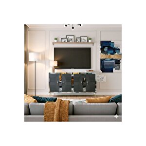 Ka1207as - Kerem Konsol, Tv Sehpasi, Çok Amaçli Dolap Ve Kahve Köşesi̇ 120cm Antrasi̇t-si̇lver Silver