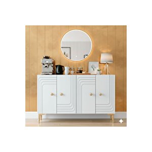 Ka1209bg - Kanel Konsol ,tv Sehpasi , Çok Amaçli Dolap, Kahve Köşesi̇ 120cm Beyaz-gold 64192