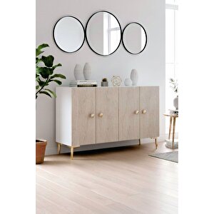 Ka1204bt - Squarel Konsol, Tv Sehpasi, Çok Amaçli Dolap Ve Kahve Köşesi̇ 120cm Beyaz-traverten Beyaz-Traverten Mermer