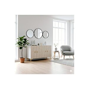 Ka1204bt - Squarel Konsol, Tv Sehpasi, Çok Amaçli Dolap Ve Kahve Köşesi̇ 120cm Beyaz-traverten Beyaz-Traverten Mermer