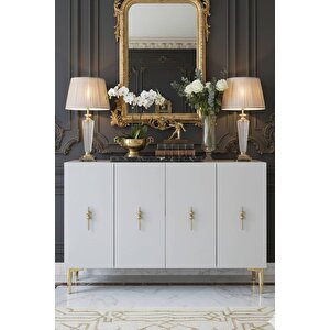 Ka1217bg - Ayshe Konsol ,tv Sehpasi , Çok Amaçli Dolap, Kahve Köşesi̇ 120 Cm Beyaz-gold 64192