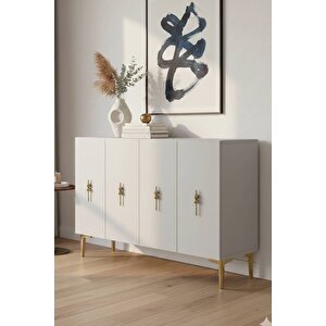 Ka1217bg - Ayshe Konsol ,tv Sehpasi , Çok Amaçli Dolap, Kahve Köşesi̇ 120 Cm Beyaz-gold 64192