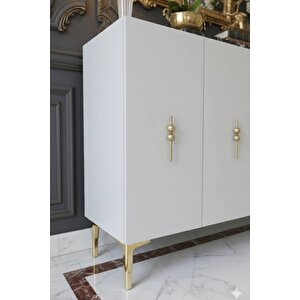 Ka1217bg - Ayshe Konsol ,tv Sehpasi , Çok Amaçli Dolap, Kahve Köşesi̇ 120 Cm Beyaz-gold 64192
