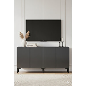 Ka1599a - Di̇dema Konsol, Tv Sehpasi, Çok Amaçli Dolap Ve Kahve Köşesi̇ 150cm Antrasi̇t Antrasit 05