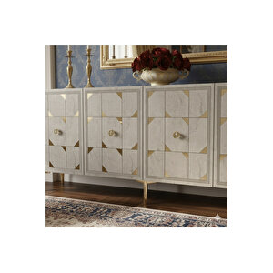 Ka1523btg - Rabbi̇t Konsol ,tv Sehpasi , Çok Amaçli Dolap, Kahve Köşesi̇ 150 Cm Beyaz-traverten-gold Beyaz-Traverten-Gold