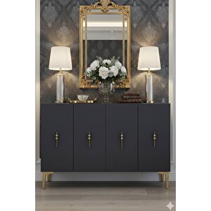 Ka1217ag - Ayshe Konsol ,tv Sehpasi , Çok Amaçli Dolap, Kahve Köşesi̇ 120 Cm Antrasi̇t-gold Gold