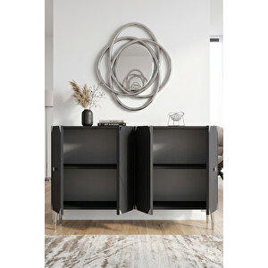 Ka1297as - Eli̇fa Konsol, Tv Sehpasi, Çok Amaçli Dolap Ve Kahve Köşesi̇ 120cm Antrasi̇t-si̇lver Silver