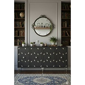 Ka1523as - Rabbi̇t Konsol ,tv Sehpasi , Çok Amaçli Dolap, Kahve Köşesi̇ 150 Cm Antrasi̇t-si̇lver Silver