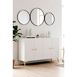 Ka1204b - Squarel Konsol, Tv Sehpasi, Çok Amaçli Dolap Ve Kahve Köşesi̇ 120cm Beyaz Beyaz 02