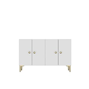 Ka1204b - Squarel Konsol, Tv Sehpasi, Çok Amaçli Dolap Ve Kahve Köşesi̇ 120cm Beyaz Beyaz 02