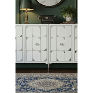 Ka1523bs - Rabbi̇t Konsol ,tv Sehpasi , Çok Amaçli Dolap, Kahve Köşesi̇ 150 Cm Beyaz-si̇lver Beyaz 03