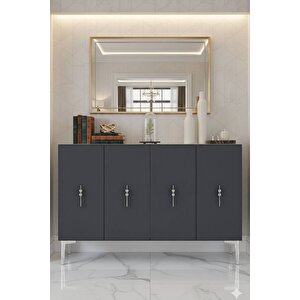 Ka1217as - Ayshe Konsol ,tv Sehpasi , Çok Amaçli Dolap, Kahve Köşesi̇ 120 Cm Antrasi̇t-si̇lver Silver