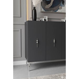 Ka1217as - Ayshe Konsol ,tv Sehpasi , Çok Amaçli Dolap, Kahve Köşesi̇ 120 Cm Antrasi̇t-si̇lver Silver