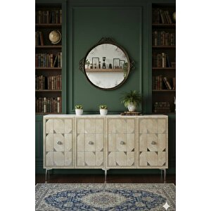 Ka1523bts - Rabbi̇t Konsol ,tv Sehpasi , Çok Amaçli Dolap, Kahve Köşesi̇ 150 Cm Beyaz-traverten-si̇lver Beyaz 05