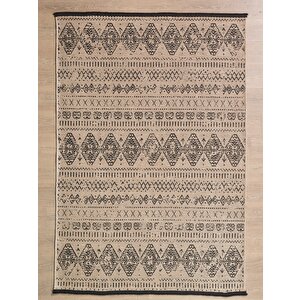 Bej İskandinav Şönil Halı Kaymaz Taban Yıkanabilir Salon Halısı Mutfak Yolluk 120x450 cm
