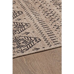 Bej İskandinav Şönil Halı Kaymaz Taban Yıkanabilir Salon Halısı Mutfak Yolluk 120x450 cm