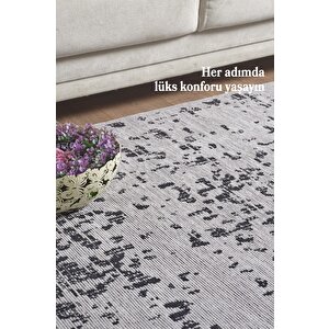 Gri Şönil Kilim Kaymaz Taban Yıkanabilir Salon Halısı Mutfak Yolluk Koridor Halısı 120x400 cm