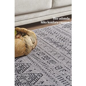 Gri İskandinav Şönil Halı Kaymaz Taban Yıkanabilir Salon Halısı Mutfak Yolluk 100x250 cm