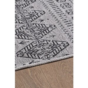 Gri İskandinav Şönil Halı Kaymaz Taban Yıkanabilir Salon Halısı Mutfak Yolluk 100x250 cm