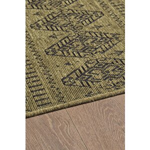 Yeşil İskandinav Şönil Halı Kaymaz Taban Yıkanabilir Salon Halısı Mutfak Yolluk 100x250 cm