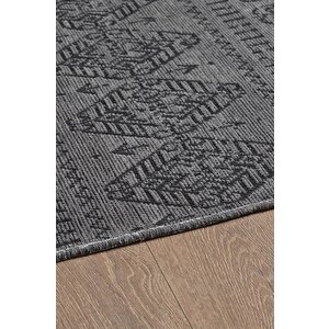 Antrasit İskandinav Şönil Halı Kaymaz Taban Yıkanabilir Salon Halısı Mutfak Yolluk 160x200 cm