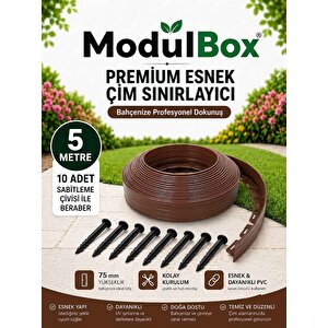 Esnek Pvc Çim Ayırıcı, Bahçe Peyzaj Düzenleyici, ( 5 Metre Kahverengi ) Çim Sınırlayıcı Esnek Plastik ,taş, Toprak Ayraç Bariyer Peyzaj Bordürü