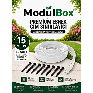 Esnek Pvc Çim Ayırıcı, Bahçe Peyzaj Düzenleyici, ( 15 Metre Beyaz ) Çim Sınırlayıcı Esnek Plastik ,taş, Toprak Ayraç Bariyer Peyzaj Bordürü