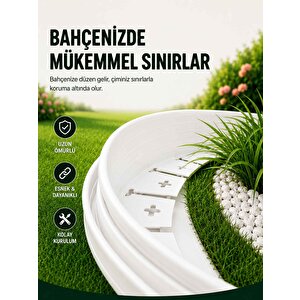 Esnek Pvc Çim Ayırıcı, Bahçe Peyzaj Düzenleyici, ( 5 Metre Beyaz ) Çim Sınırlayıcı Esnek Plastik ,taş, Toprak Ayraç Bariyer Peyzaj Bordürü