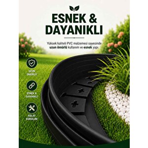 Esnek Pvc Çim Ayırıcı, Bahçe Peyzaj Düzenleyici, ( 25 Metre Siyah ) Çim Sınırlayıcı Esnek Plastik ,taş, Toprak Ayraç Bariyer Peyzaj Bordürü