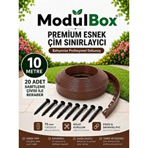 Esnek Pvc Çim Ayırıcı, Bahçe Peyzaj Düzenleyici, ( 10 Metre Kahverengi ) Çim Sınırlayıcı Esnek Plastik ,taş, Toprak Ayraç Bariyer Peyzaj Bordürü