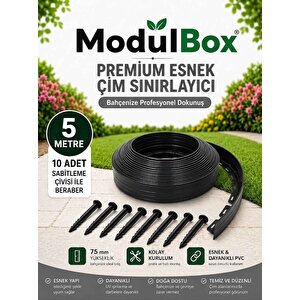 Esnek Pvc Çim Ayırıcı, Bahçe Peyzaj Düzenleyici, ( 5 Metre Siyah ) Çim Sınırlayıcı Esnek Plastik ,taş, Toprak Ayraç Bariyer Peyzaj Bordürü