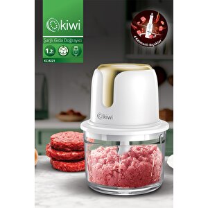 Kc-8221 Kablosuz Şarjlı Gıda Doğrayıcı – 1.2l Cam Hazne, Paslanmaz Çelik Bıçaklı Mutfak Robotu Altın