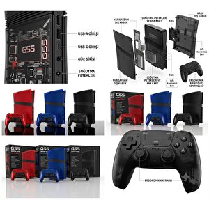Gs5 Ultra Retro Oyun Konsolu Ps2, Psp, Ps1 128 Gb Çift Gamepad Mavi Renk