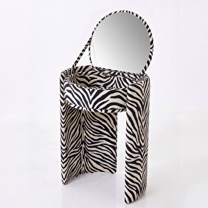 Lady LED Işıklı Puflu Makyaj Standı Zebra Zebra