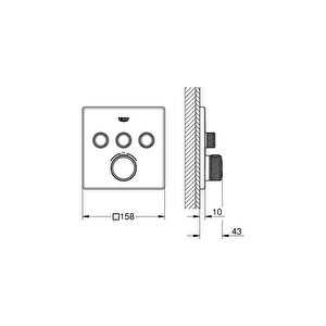 Grohtherm Smartcontrol Üç Valfli Akış Kontrollü, Ankastre Termostatik Duş Bataryası - 29126dc0