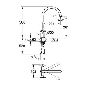Atrio Two Handle Sink Mixer 1/2“ L-size - 30609000