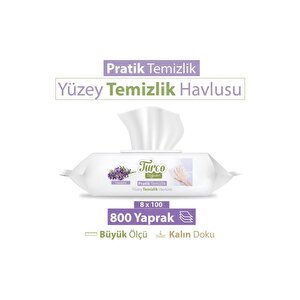 Turco Doğadan Pratik Temizlik Turco Doğadan Pratik Yüzey Temizlik Havlusu Lavanta 8x100 (800 Yaprak)
