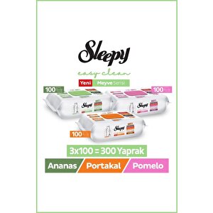 Meyve Serisi Yüzey Temizlik Havlusu Mendili Portakal+ananas+pomelo 3x100 (300 Yaprak)