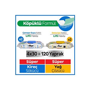 Easy Clean Süper Yağ Çözücü&kireç Sökücü Yüzey Temizlik Havlusu&mendili 4x30 (120 Yaprak)